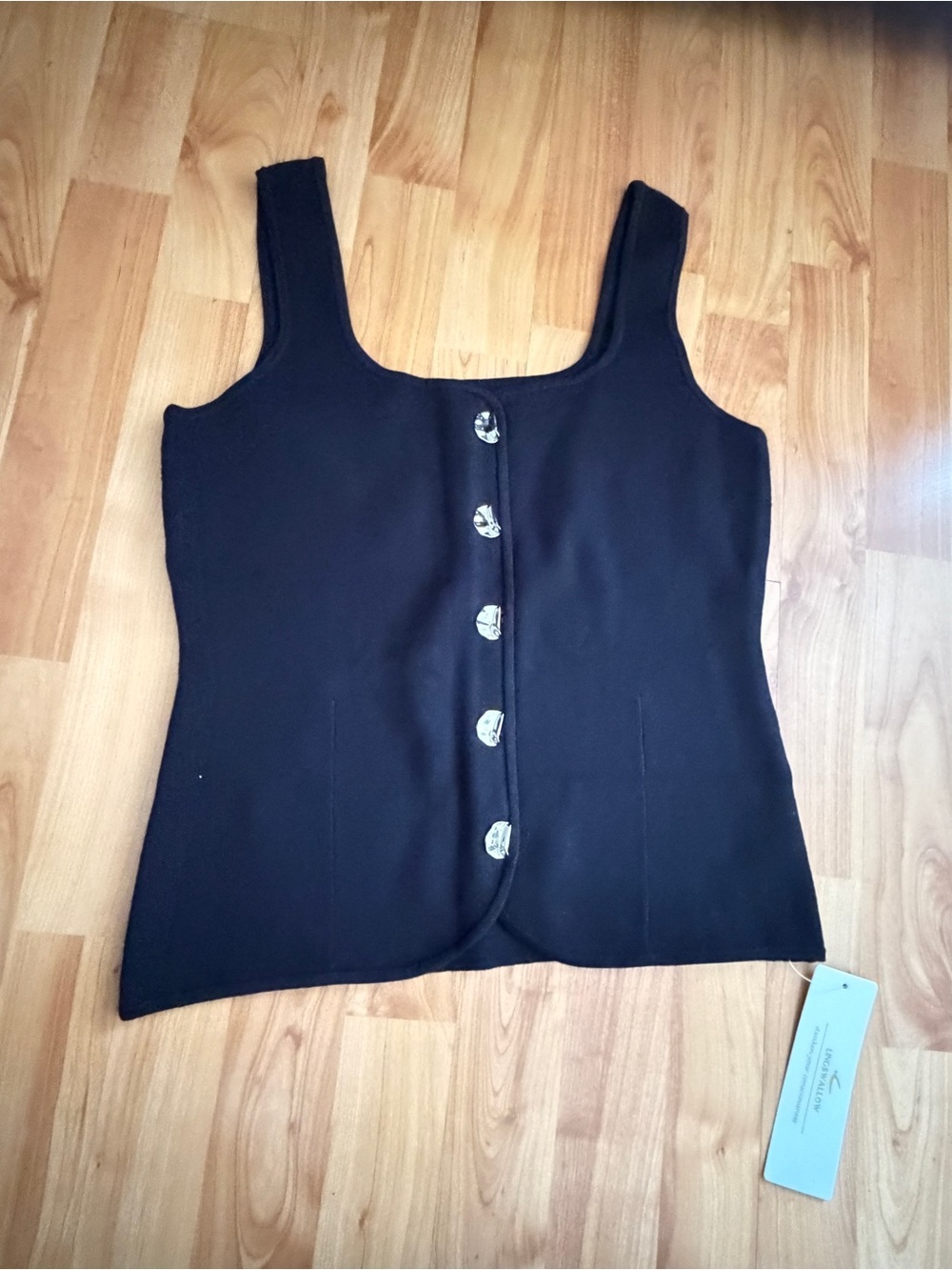 Lingswallow Black Sleeveless Button Front Tank Top Size M NWT